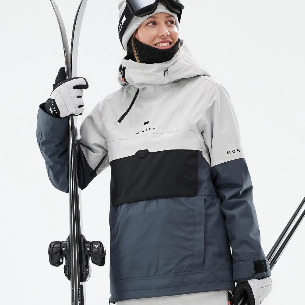 MONTEC Insulated Dune W Ski Jacket Women Light Grey/Black/Metal Blue - Size L